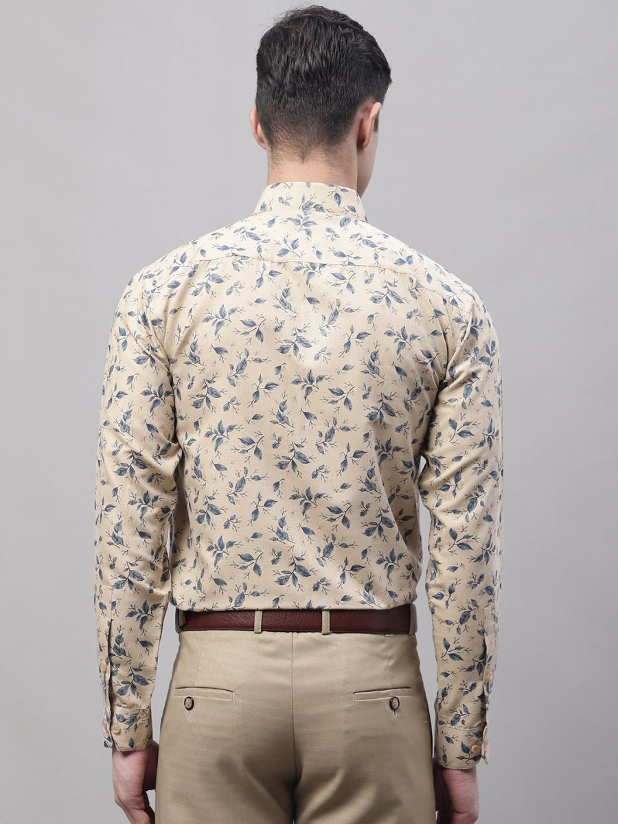 Men Beige Regular Fit Printed Pure Cotton Formal Shirt - SF_874Beige_S