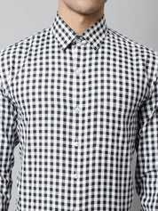 Men Black Checks Pure Cotton Formal Shirt - SF_847Black_S
