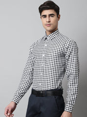 Men Black Checks Pure Cotton Formal Shirt - SF_847Black_S