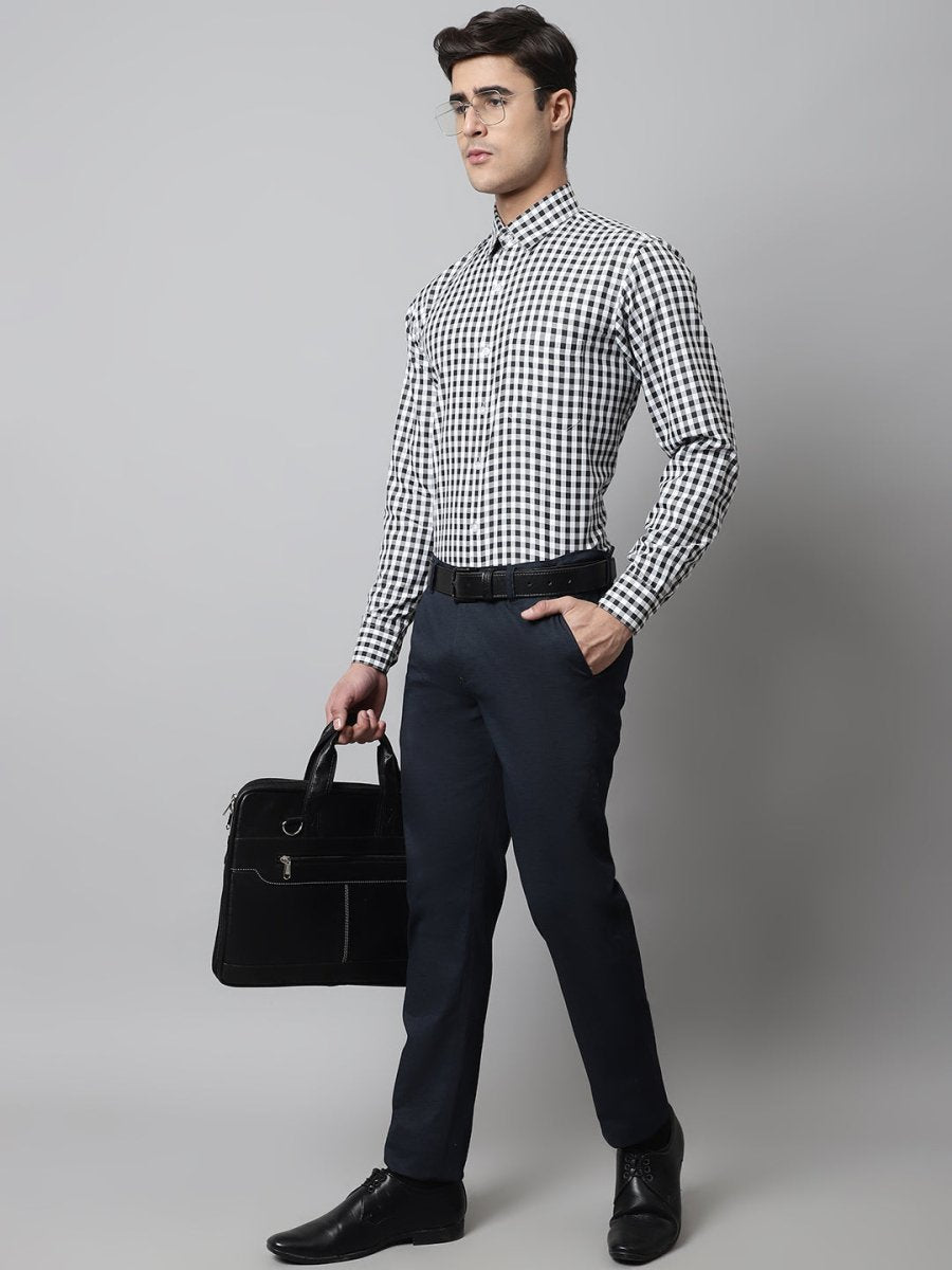 Men Black Checks Pure Cotton Formal Shirt - SF_847Black_S