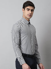 Men Black Checks Pure Cotton Formal Shirt - SF_847Black_S