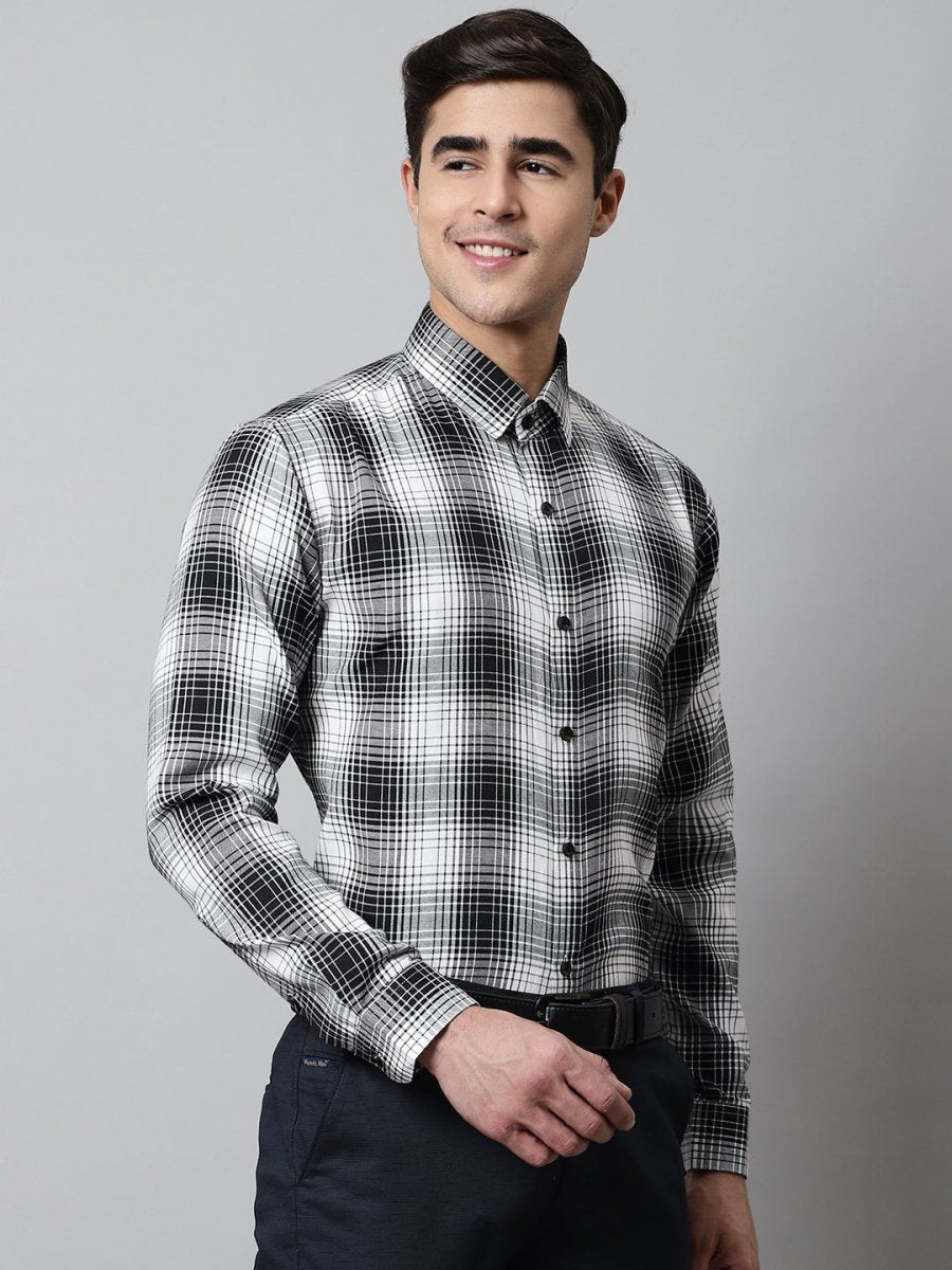 Men Black Checks Regular Fit Cotton Formal Shirt - SF_859Black_S