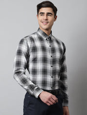 Men Black Checks Regular Fit Cotton Formal Shirt - SF_859Black_S