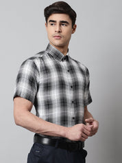 Men Black Checks Regular Fit Cotton Formal Shirt - SF_853Black_S