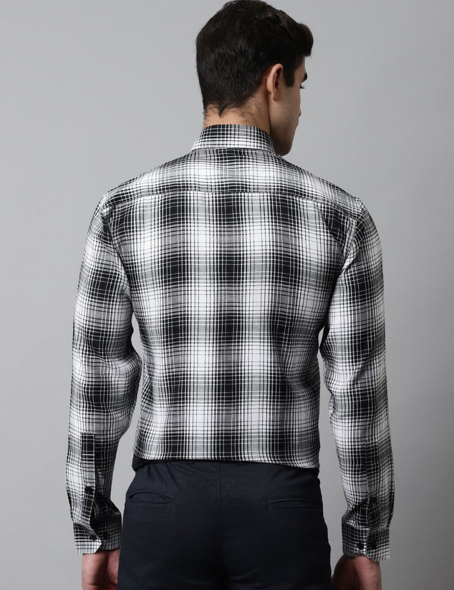 Men Black Checks Regular Fit Cotton Formal Shirt - SF_859Black_S