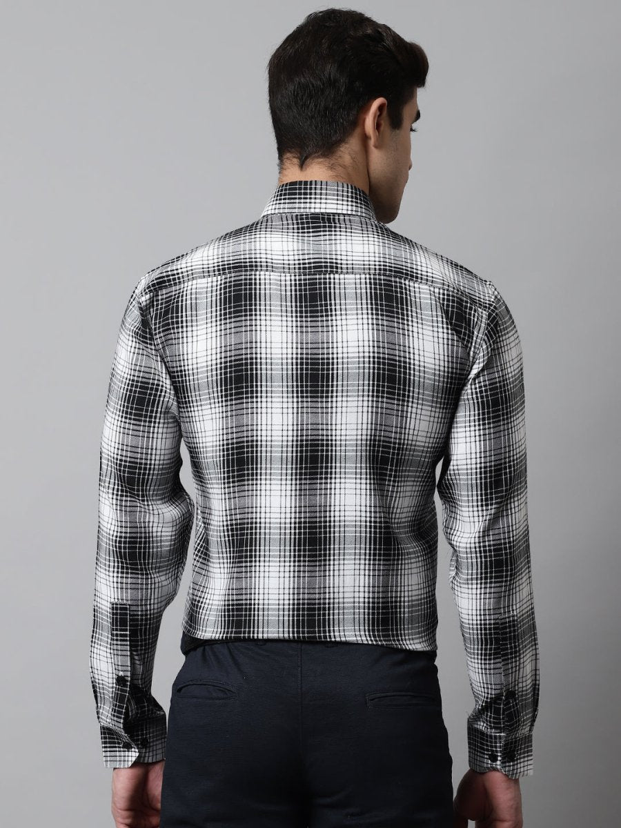 Men Black Checks Regular Fit Cotton Formal Shirt - SF_859Black_S
