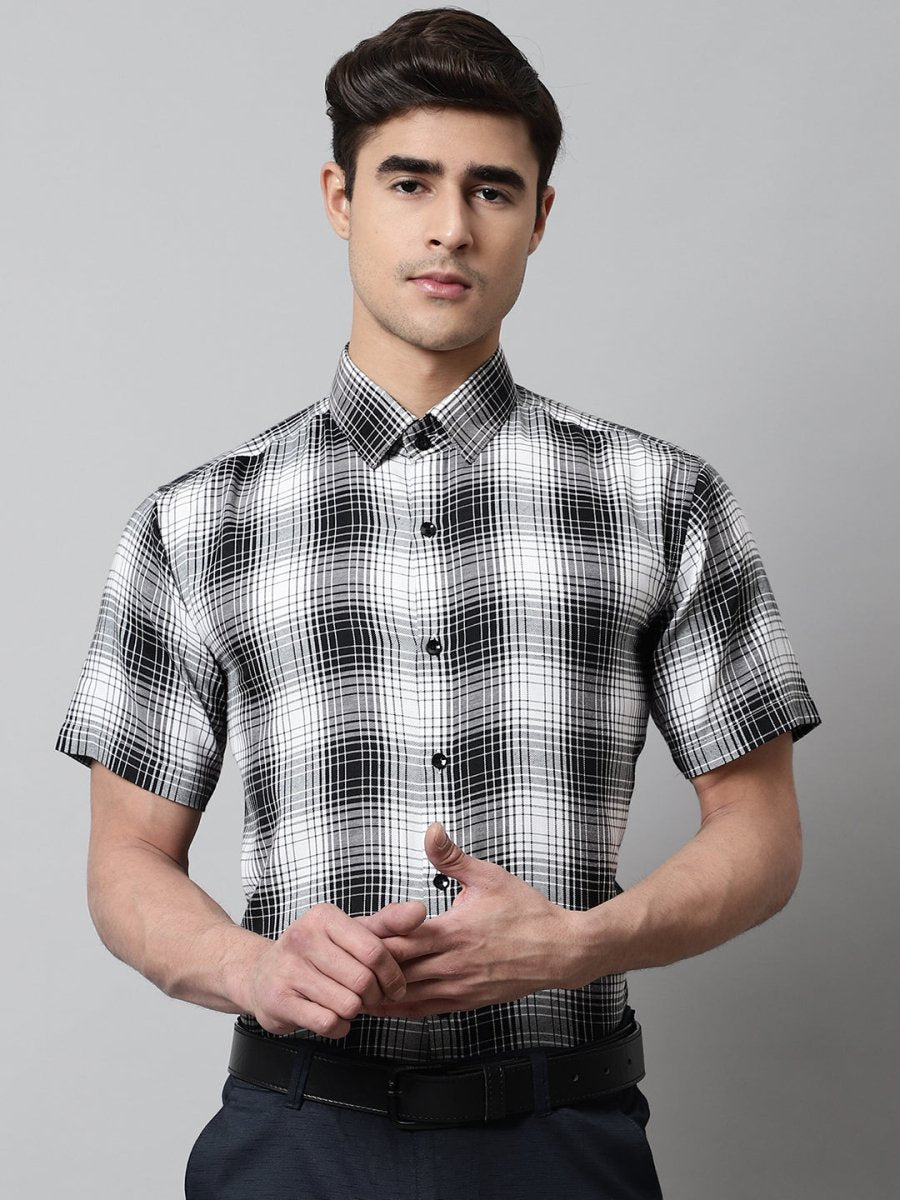 Men Black Checks Regular Fit Cotton Formal Shirt - SF_853Black_S