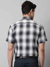 Men Black Checks Regular Fit Cotton Formal Shirt - SF_853Black_S