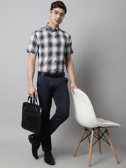 Men Black Checks Regular Fit Cotton Formal Shirt - SF_853Black_S