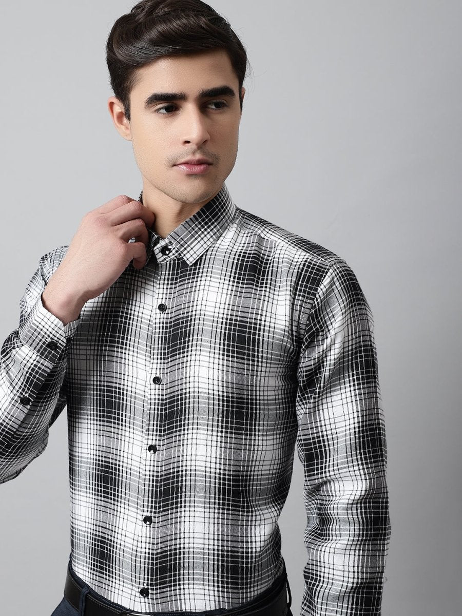Men Black Checks Regular Fit Cotton Formal Shirt - SF_859Black_S