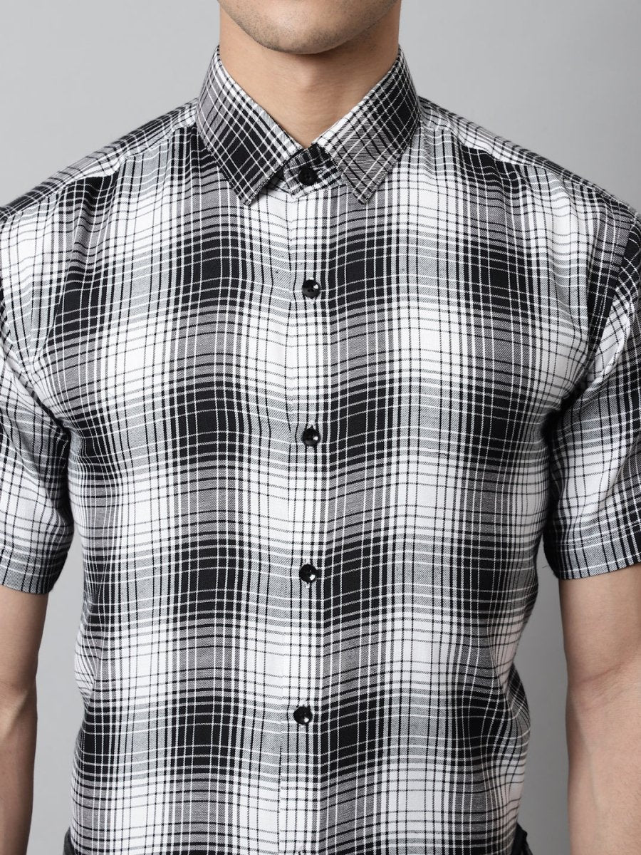 Men Black Checks Regular Fit Cotton Formal Shirt - SF_853Black_S