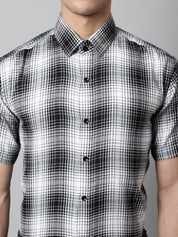 Men Black Checks Regular Fit Cotton Formal Shirt - SF_853Black_S