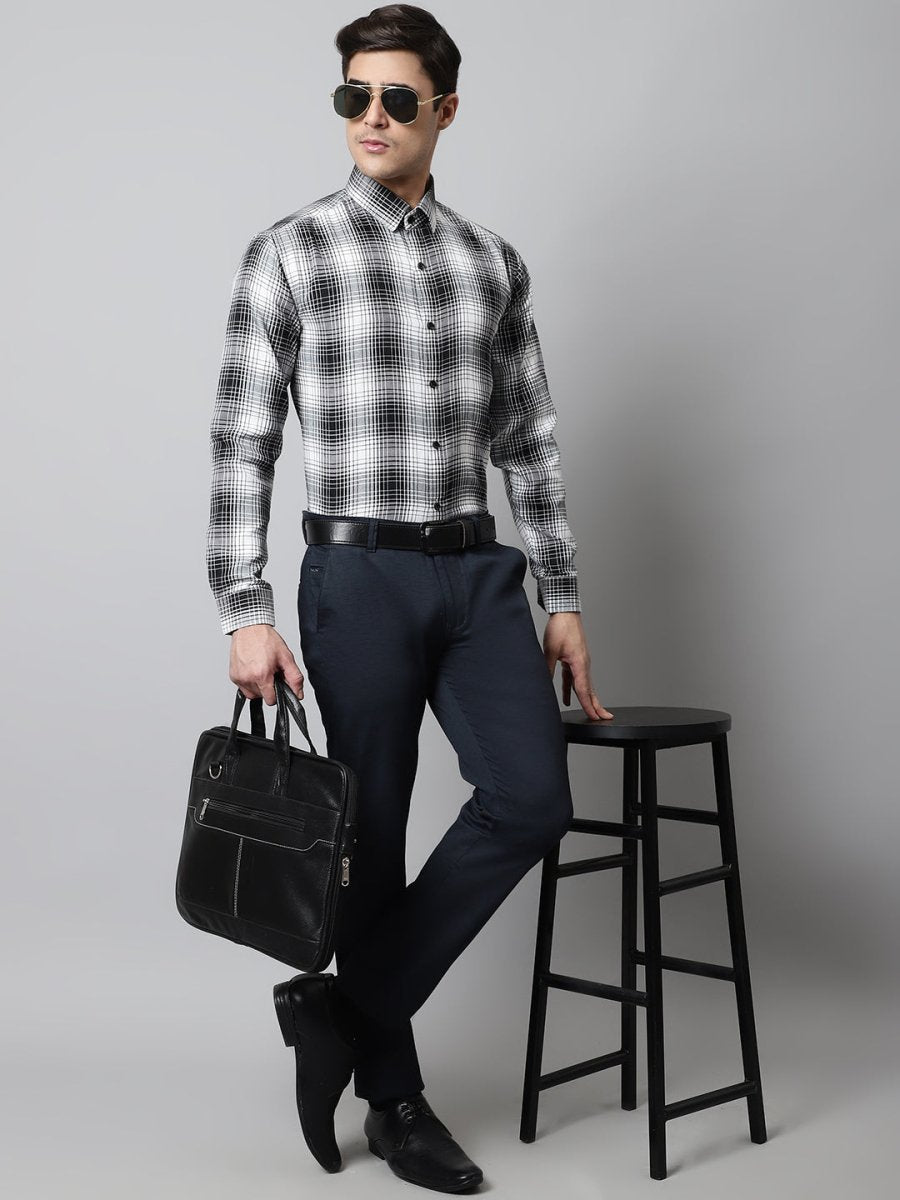 Men Black Checks Regular Fit Cotton Formal Shirt - SF_859Black_S
