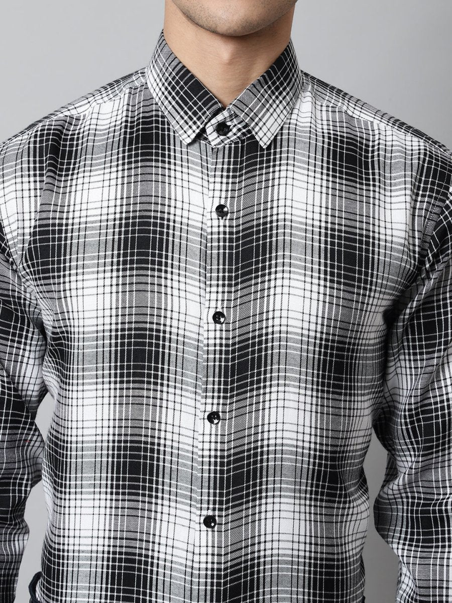 Men Black Checks Regular Fit Cotton Formal Shirt - SF_859Black_S
