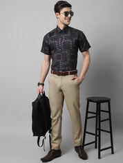 Men Black Classic Printed Formal Shirt - SF_861Black_S