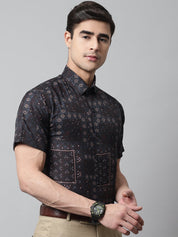 Men Black Classic Printed Formal Shirt - SF_861Black_S