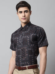Men Black Classic Printed Formal Shirt - SF_861Black_S