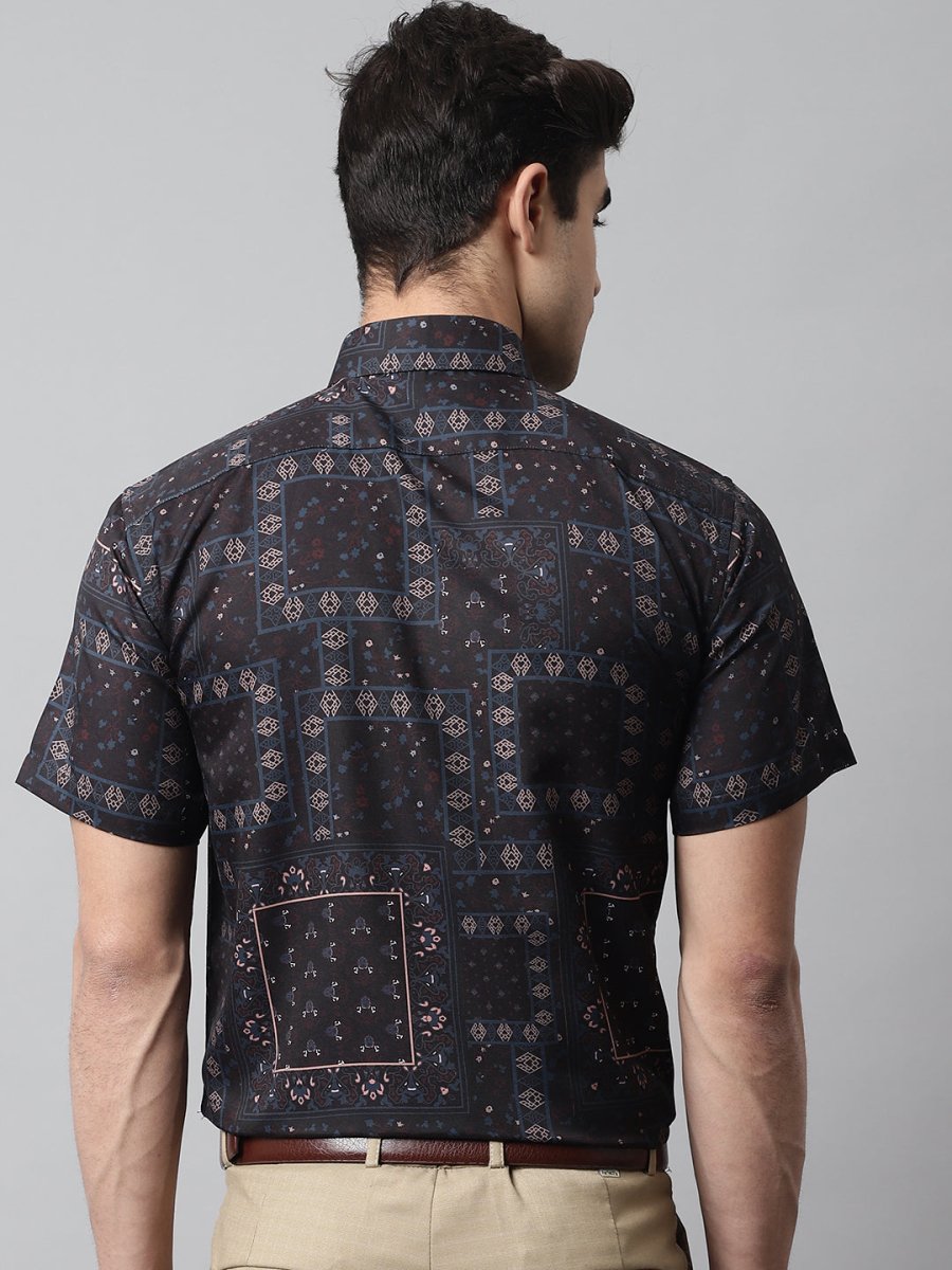 Men Black Classic Printed Formal Shirt - SF_861Black_S