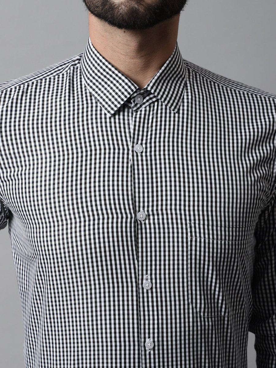 Men Black Micro Checked Causal Shirt - SF_866Black_S