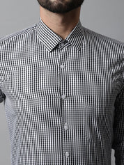 Men Black Micro Checked Causal Shirt - SF_866Black_S