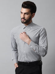 Men Black & White Regular Fit Striped Formal Shirt - SF_865Black_S