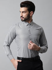 Men Black & White Regular Fit Striped Formal Shirt - SF_865Black_S