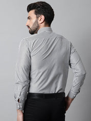 Men Black & White Regular Fit Striped Formal Shirt - SF_865Black_S