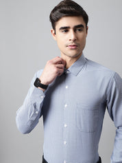 Men Blue Checks Pure Cotton Formal Shirt - SF_849Blue_S