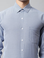 Men Blue Checks Pure Cotton Formal Shirt - SF_849Blue_S