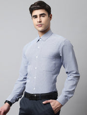 Men Blue Checks Pure Cotton Formal Shirt - SF_849Blue_S