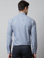 Men Blue Checks Pure Cotton Formal Shirt - SF_847Blue_S