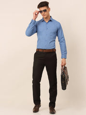 Men Blue Classic Printed Formal Shirt - SF_827Blue_S