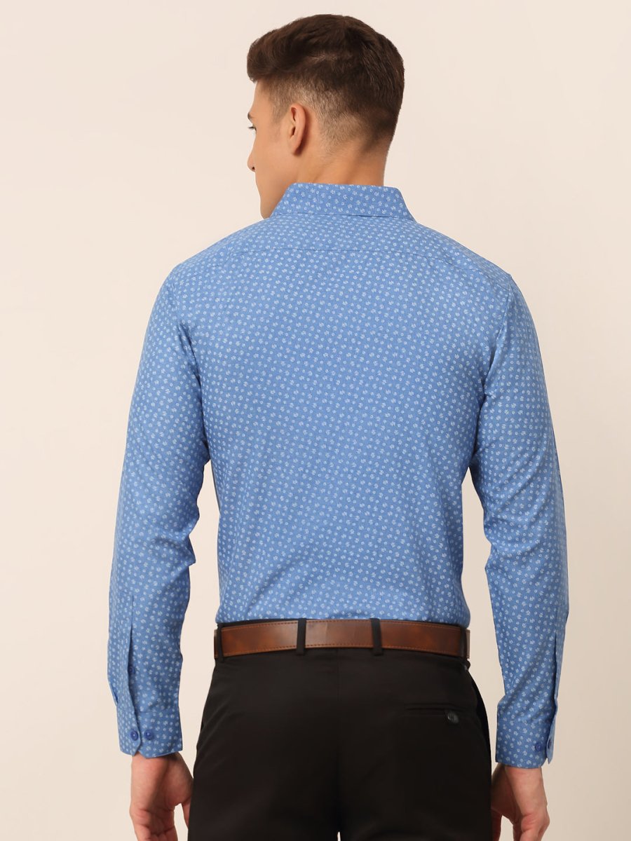 Men Blue Classic Printed Formal Shirt - SF_827Blue_S