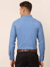 Men Blue Classic Printed Formal Shirt - SF_827Blue_S