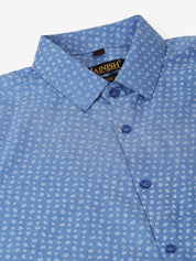 Men Blue Classic Printed Formal Shirt - SF_827Blue_S