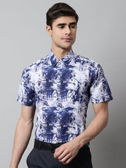 Men Blue Classic Printed Formal Shirt - SF_846Blue_S