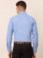 Men Blue Classic Printed Formal Shirt - SF_827Light-Blue_S