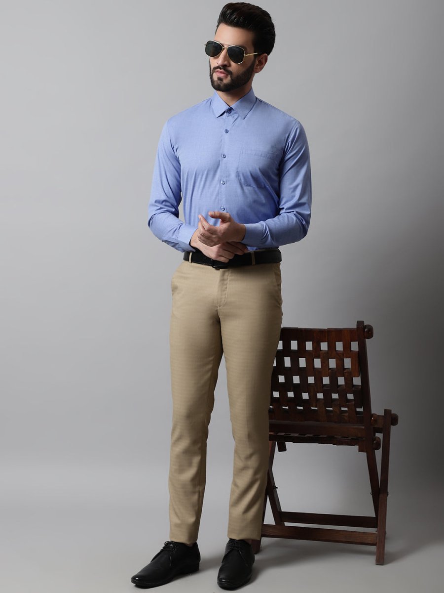Men Blue Classic Slim Fit Solid Formal Shirt - SF_867Blue_S