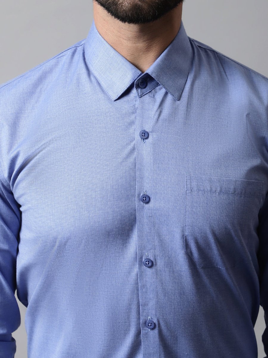 Men Blue Classic Slim Fit Solid Formal Shirt - SF_867Blue_S