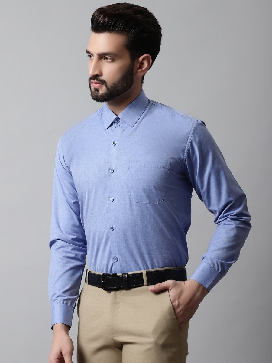 Men Blue Classic Slim Fit Solid Formal Shirt - SF_867Blue_S