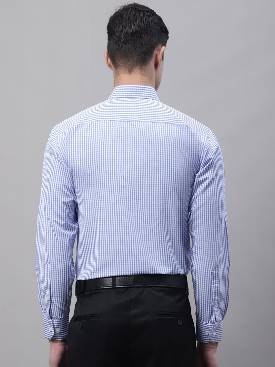Men Blue Micro Checked Formal Shirt - SF_866Blue_S
