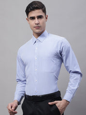 Men Blue Micro Checked Formal Shirt - SF_866Blue_S