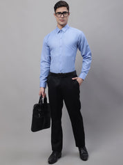 Men Blue Vertical Striped Formal Shirt - SF_872Blue_S