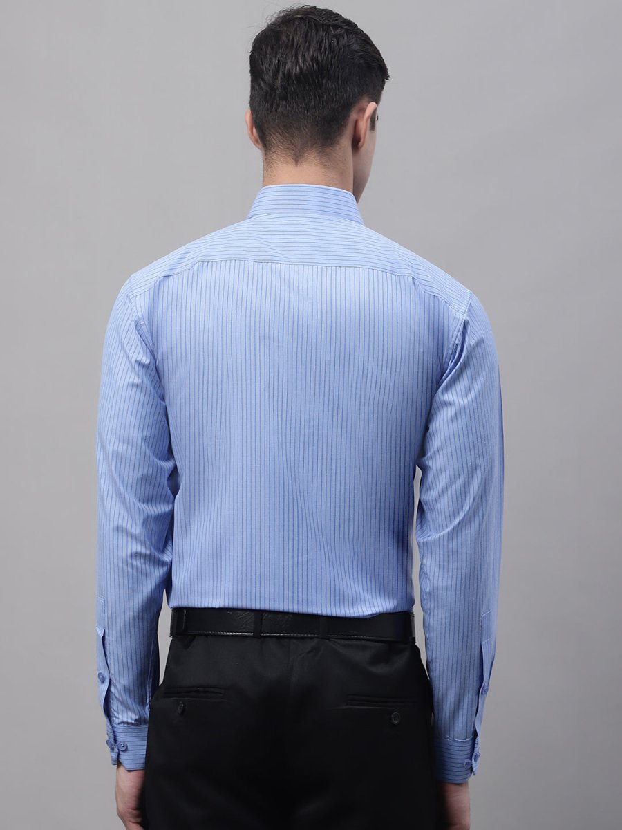 Men Blue Vertical Striped Formal Shirt - SF_872Blue_S
