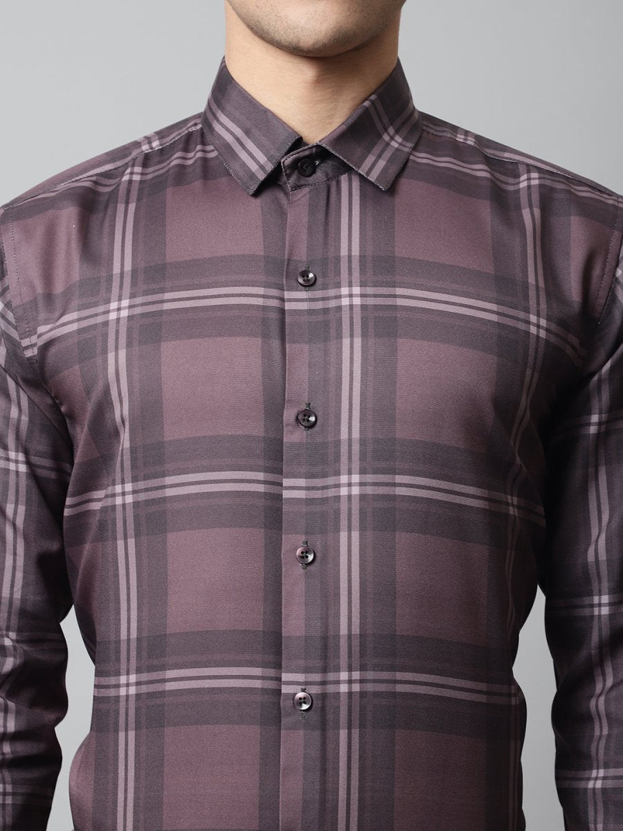 Men Brown Checks Regular Fit Cotton Formal Shirt - SF_851Brown_S