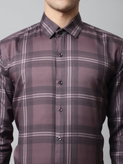 Men Brown Checks Regular Fit Cotton Formal Shirt - SF_851Brown_S