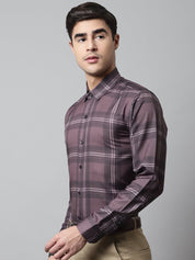 Men Brown Checks Regular Fit Cotton Formal Shirt - SF_851Brown_S