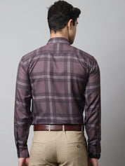 Men Brown Checks Regular Fit Cotton Formal Shirt - SF_851Brown_S