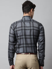 Men Charcoal Grey Checks Regular Fit Cotton Formal Shirt - SF_851Charcoal_S