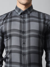 Men Charcoal Grey Checks Regular Fit Cotton Formal Shirt - SF_851Charcoal_S